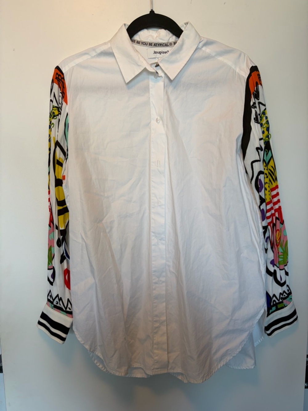 Desigual Printed Sleeves Top with Fringe Detail